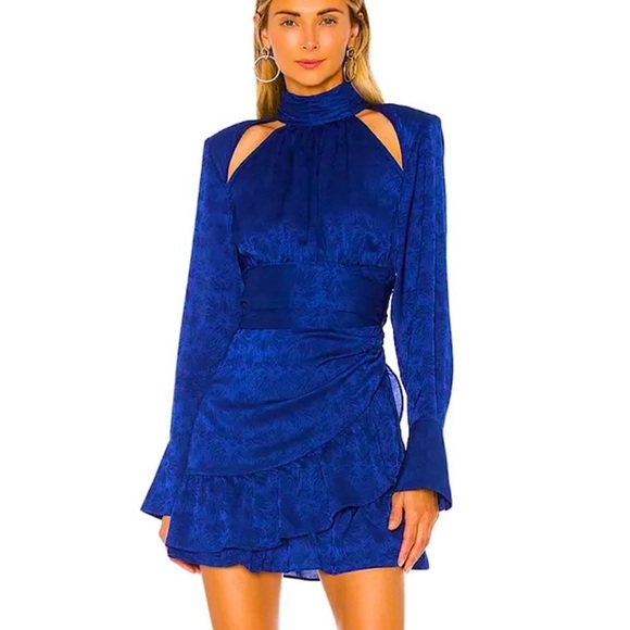Elegant Blue Long Sleeve Dress - Picture 3 of 4